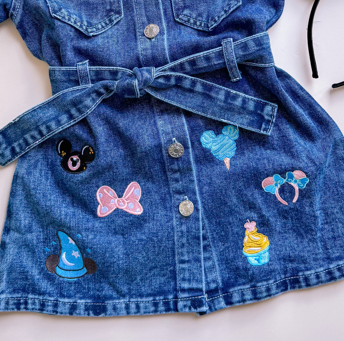 denim embroidered dress DSY Girl Embroidered Denim Dress – Flamingo Baby Boutique